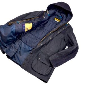 Barbour Durham Navy Tweed Waxed Coat Large